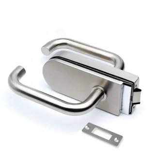 Glass door lock with handles, unlockable Brighid